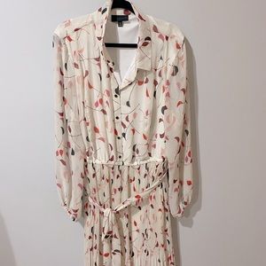 Lane Bryant Size 24 MIDI Dress with sheer sleeves and pleated skirt.